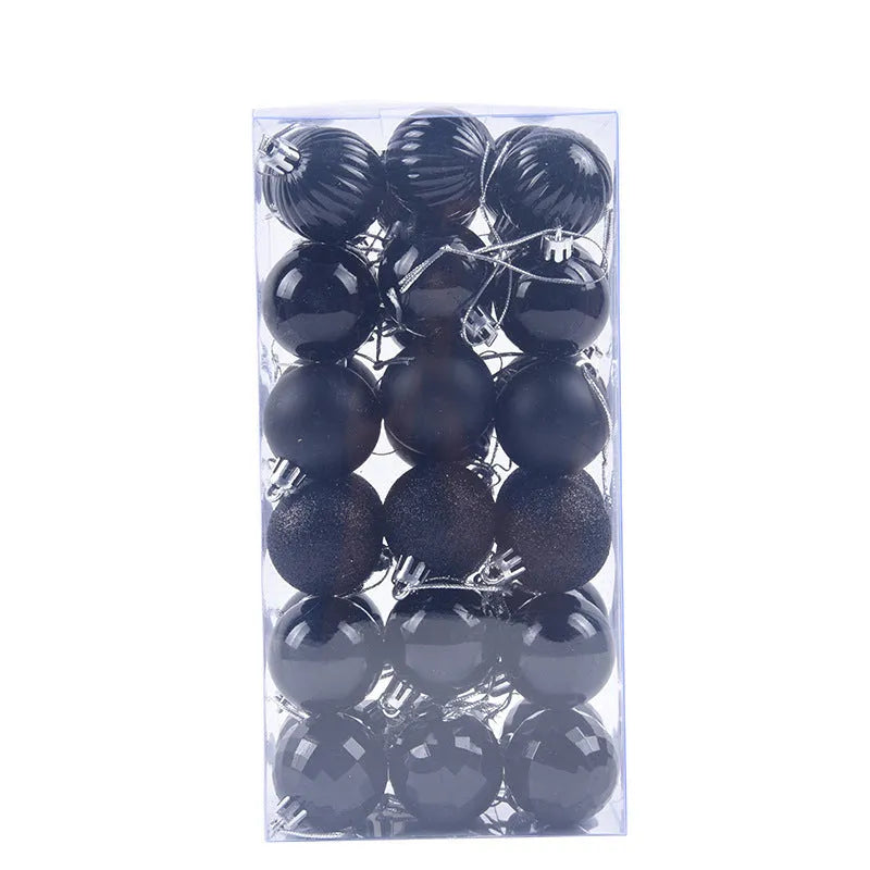 36 Christmas colour balls in whole box set, 4cm diameter, assorted colours for tree decoration