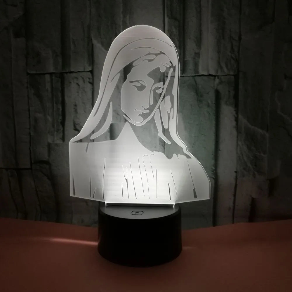 3D stereoscopic dual-ring LED night light with colour changing effects on an ABS base.