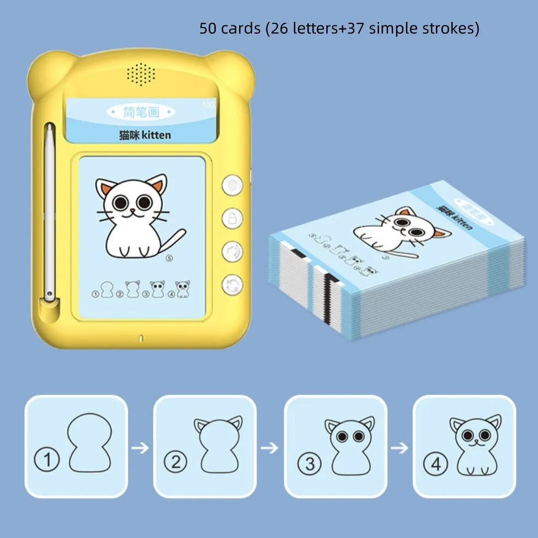 Yellow bilingual early education machine with educational cards for interactive learning