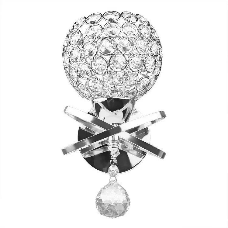 Creative crystal wall lamp bedroom bedside corridor gold chrome finish with crystal pendant