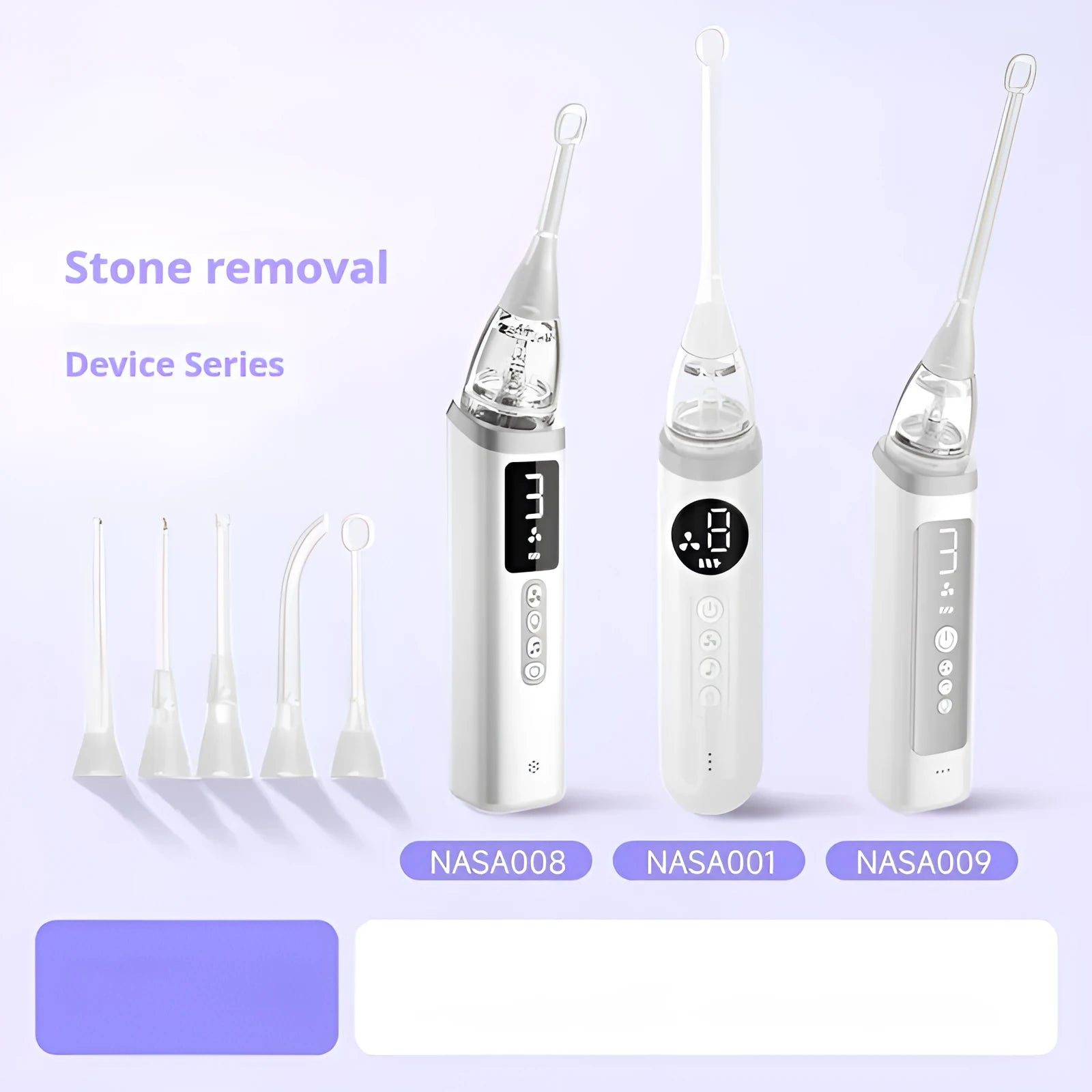 Milky white tonsil stone extractor oral cleaning tool with complete dental hygiene components