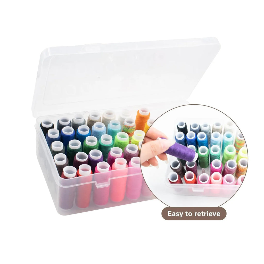 Transparent plastic embroidery storage box with 42 compartments for sewing threads and needles