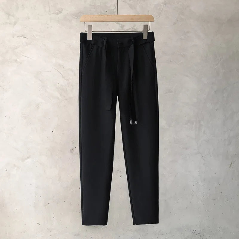 Boys slim straight wool trousers in tapered fit with straight leg opening available in multiple colours