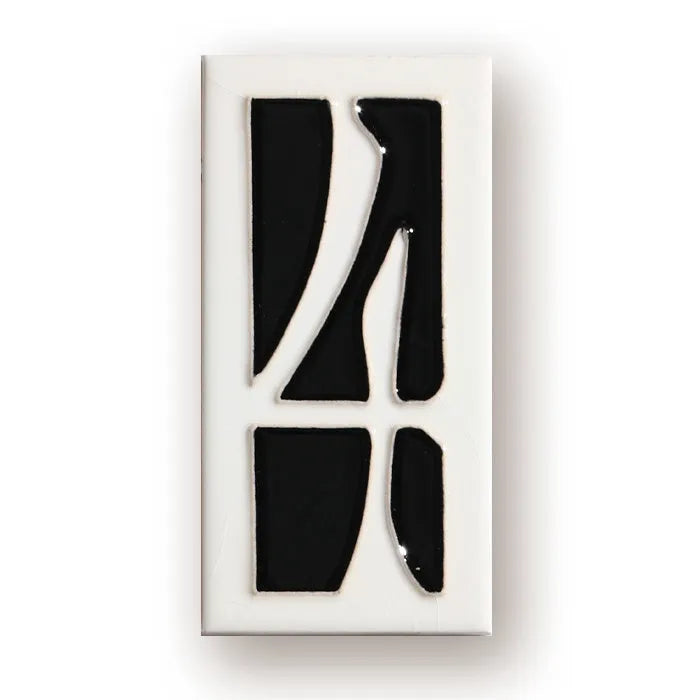 Handmade enamel art ceramic retro doorplate with number, 76 × 152mm dimensions