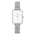 Women's rose gold or silver alloy waterproof quartz watch with woven steel strap.
