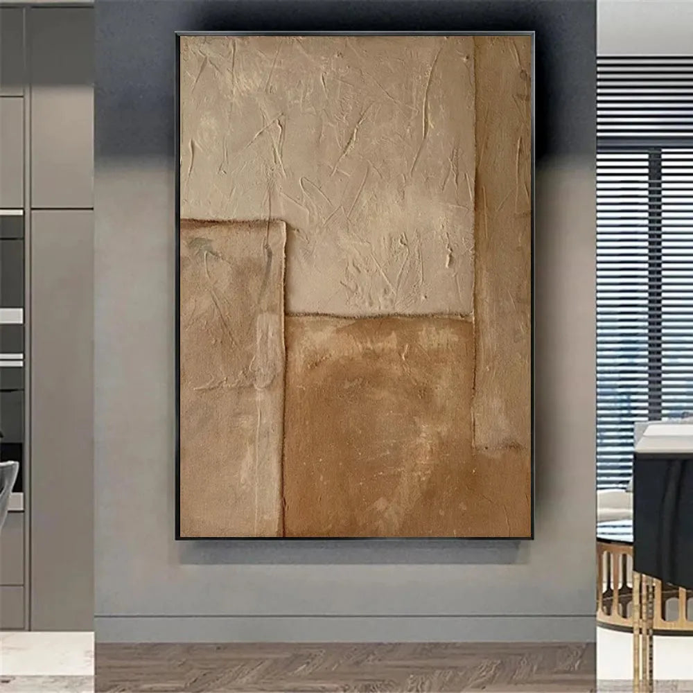 Large abstract hand-painted oil painting brown texture medieval style canvas wall art for living room