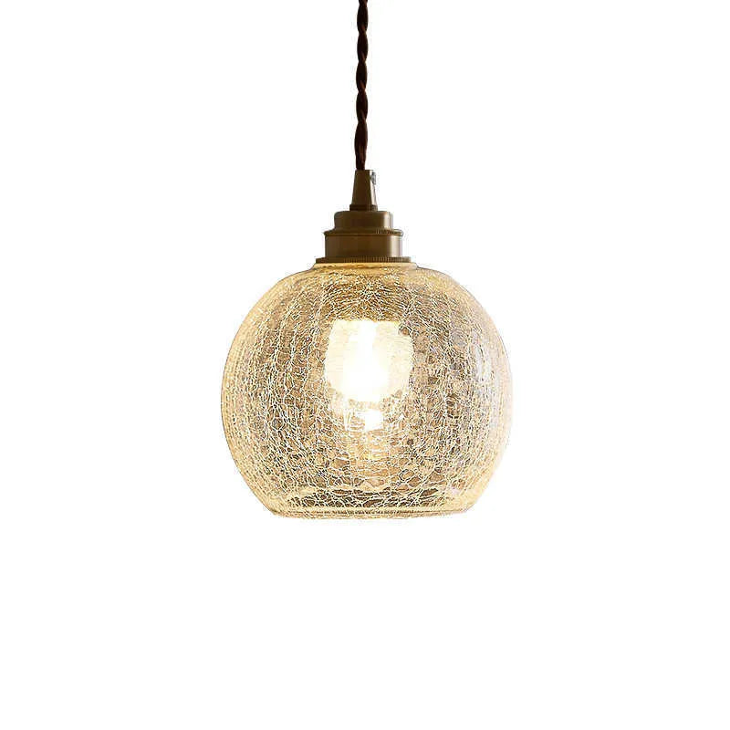 Copper and glass ball chandelier ceiling light with retro design