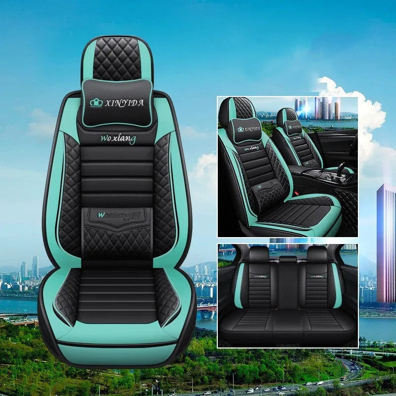 Red leather car seat cushion with high-elasticity sponge filler on a car seat.