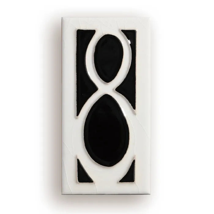 Handmade enamel art ceramic retro doorplate with number, 76 × 152mm dimensions