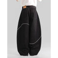 Black straight leg men's trousers with micro-elastic polyester denim fabric and zip fly