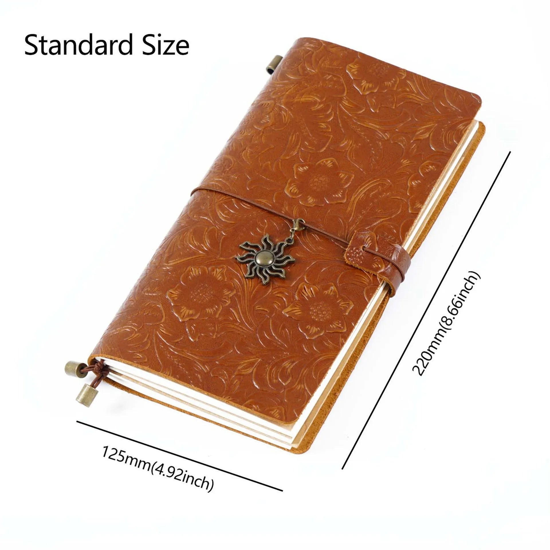 Creative vintage engraving cowhide travel notepad in black A5 size with genuine leather cover