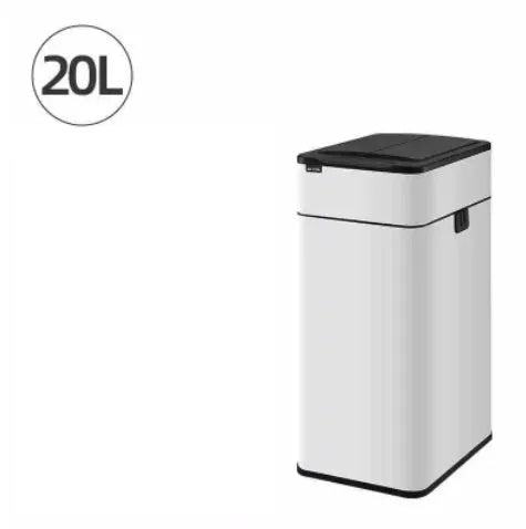 Stainless steel inductive smart ashbin with square shape and touch-free lid.