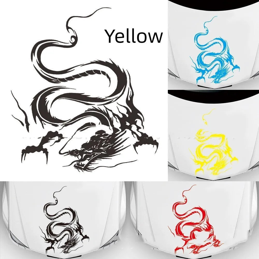 Large black dragon design car body sticker for front end modification, 50cm by 36cm.