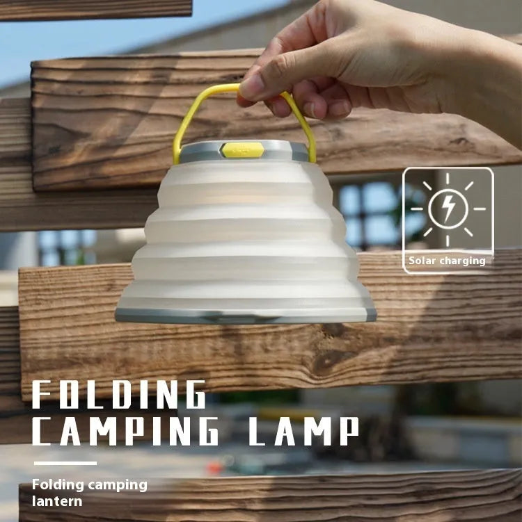 White camping lamp with carrying handle and large capacity battery for tent lighting