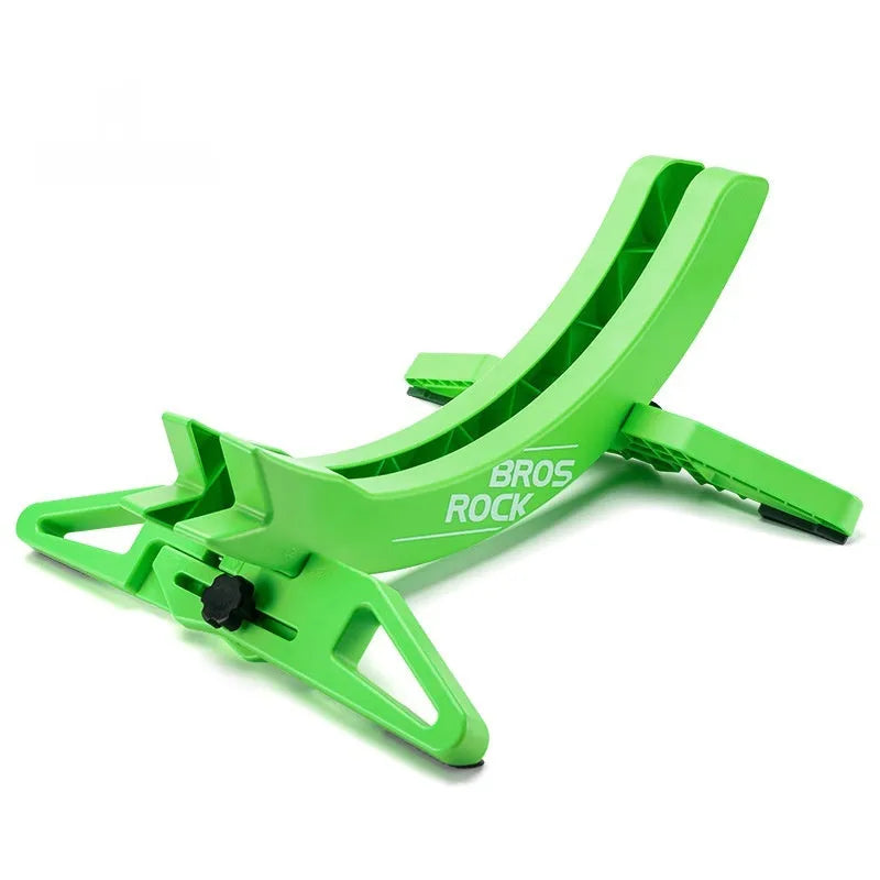 Black and green ABS plastic bicycle parking rack holder for road and mountain bike storage