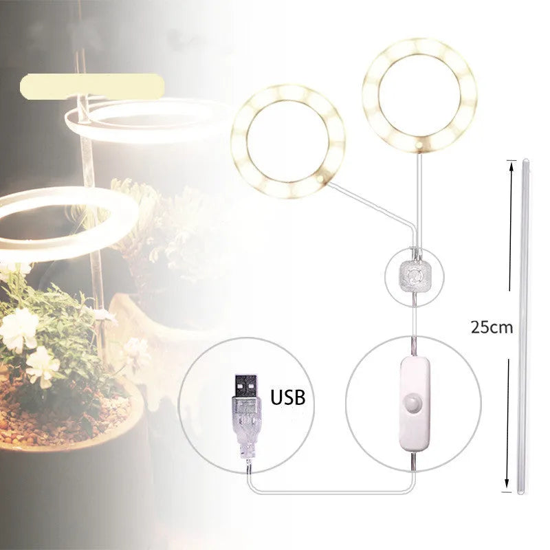 LED grow light with transparent housing and yellow LEDs mounted on acrylic stick