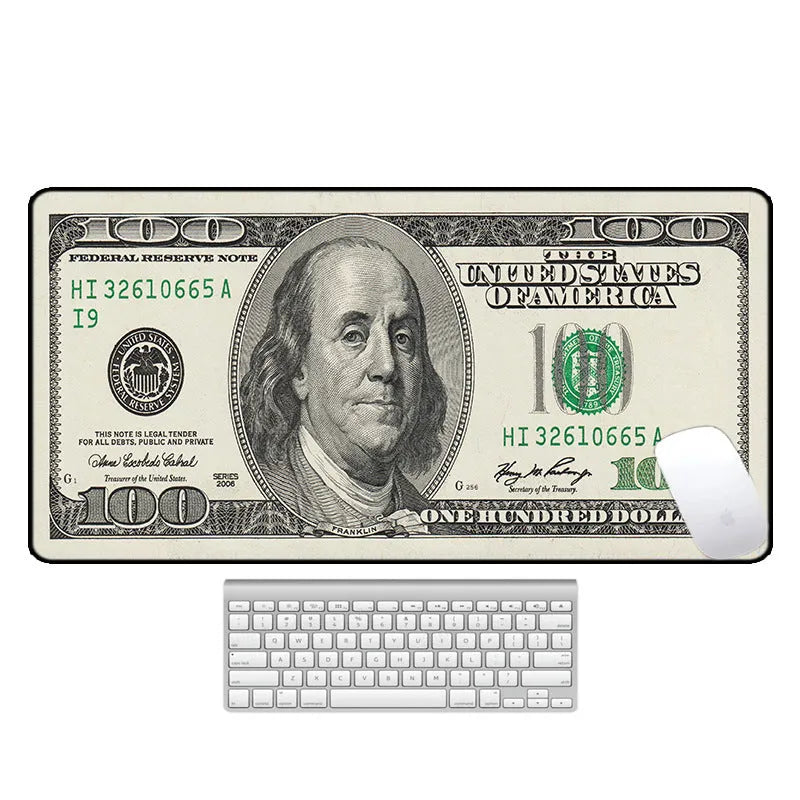 Large natural rubber desk pad with gaming pattern in multiple size options for computer workstation