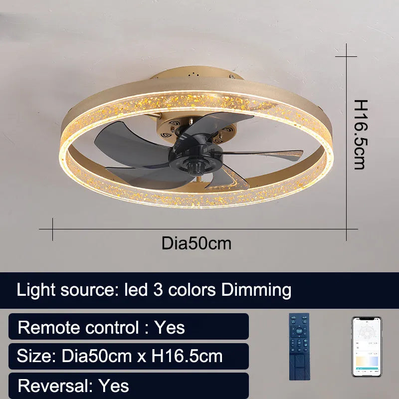 Nordic style ceiling fan lamp with LED lighting and 50cm blades in multiple colour options