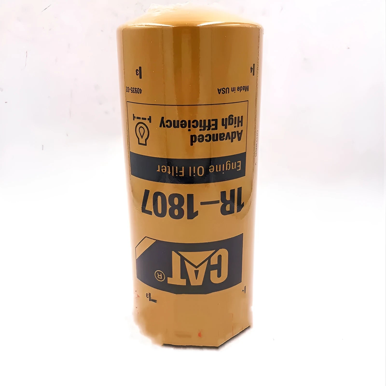 Yellow Caterpillar 324D engine fuel water separator filter element, 262mm tall.