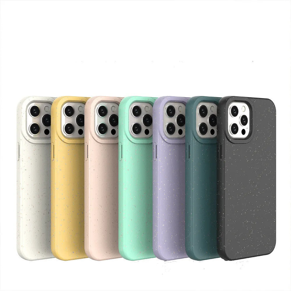 Fully degradable wheat straw composite phone case for Apple iPhone 14 Pro Max in multiple colours.