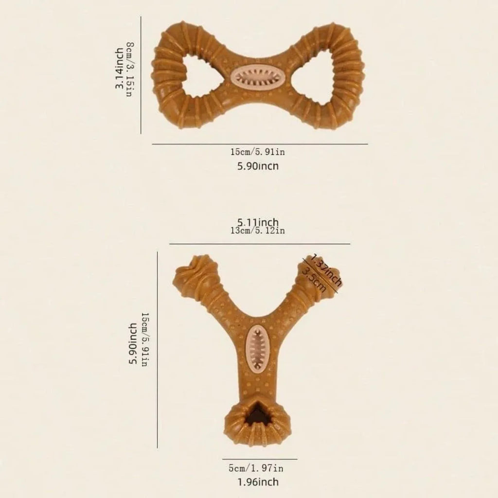 Natural rubber dog chew bone toy in 8-shape and Y-shape designs for dental cleaning