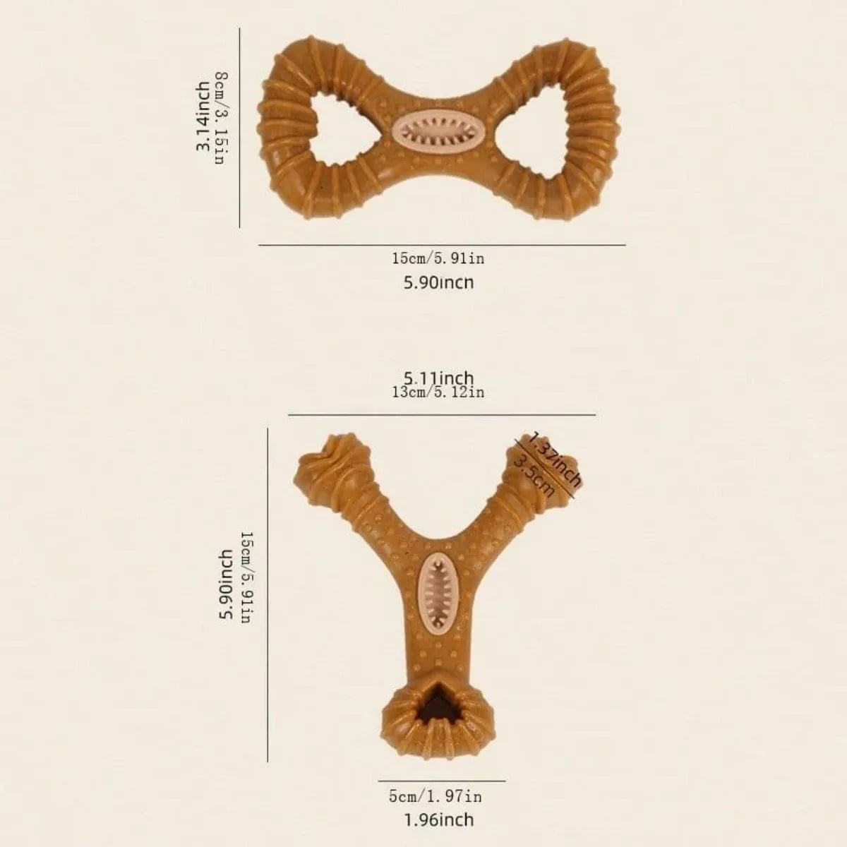 Natural rubber dog chew bone toy in 8-shape and Y-shape designs for dental cleaning
