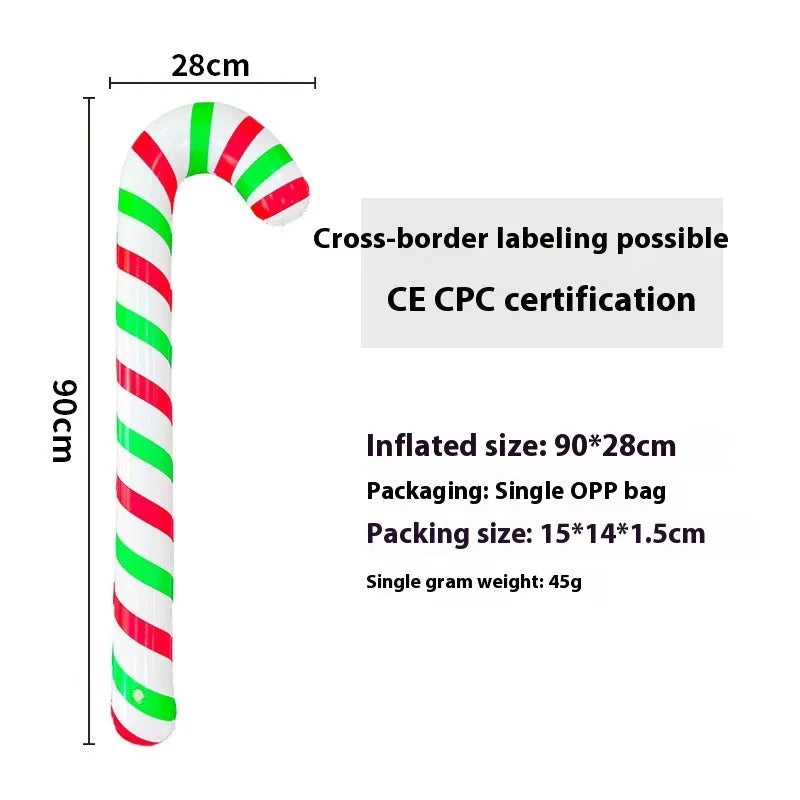 Large red inflatable Christmas ball with flash lights, shown with manual pump, for garden decoration.