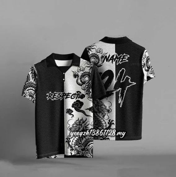 Black loose fit men's t-shirt with 3D digital printed graphic design on the front.