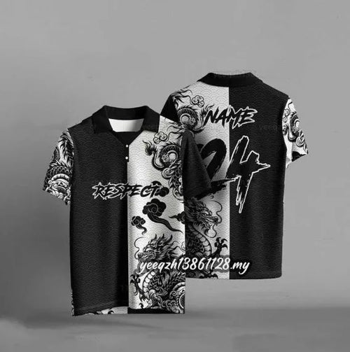 Black loose fit men's t-shirt with 3D digital printed graphic design on the front.