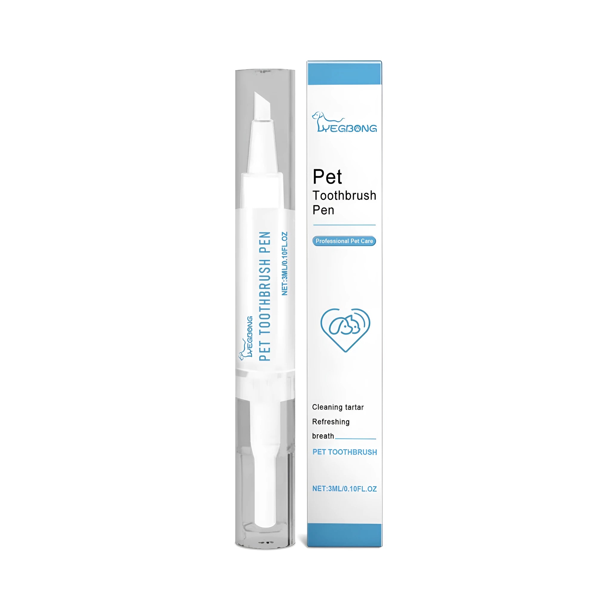 Pet dental cleaning brush with 3ml capacity and 1.1cm brush head for cat and dog teeth care