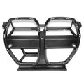 Dry carbon fibre front bumper grille for BMW M3 M4 G80 G82 models in black with 3K weave.