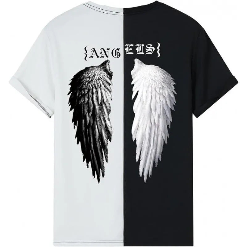 Men's printed street short-sleeved sports T-shirt in polyester with digital pattern design