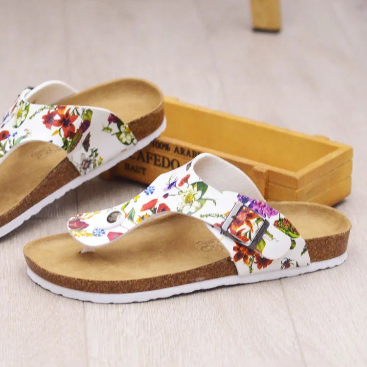 Cork leisure flip flop summer beach shoes with open toe and hollow design in white and black, sizes 35-46