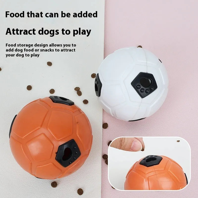 Orange and white TPR dog chew toy ball for teeth grinding and interactive play.