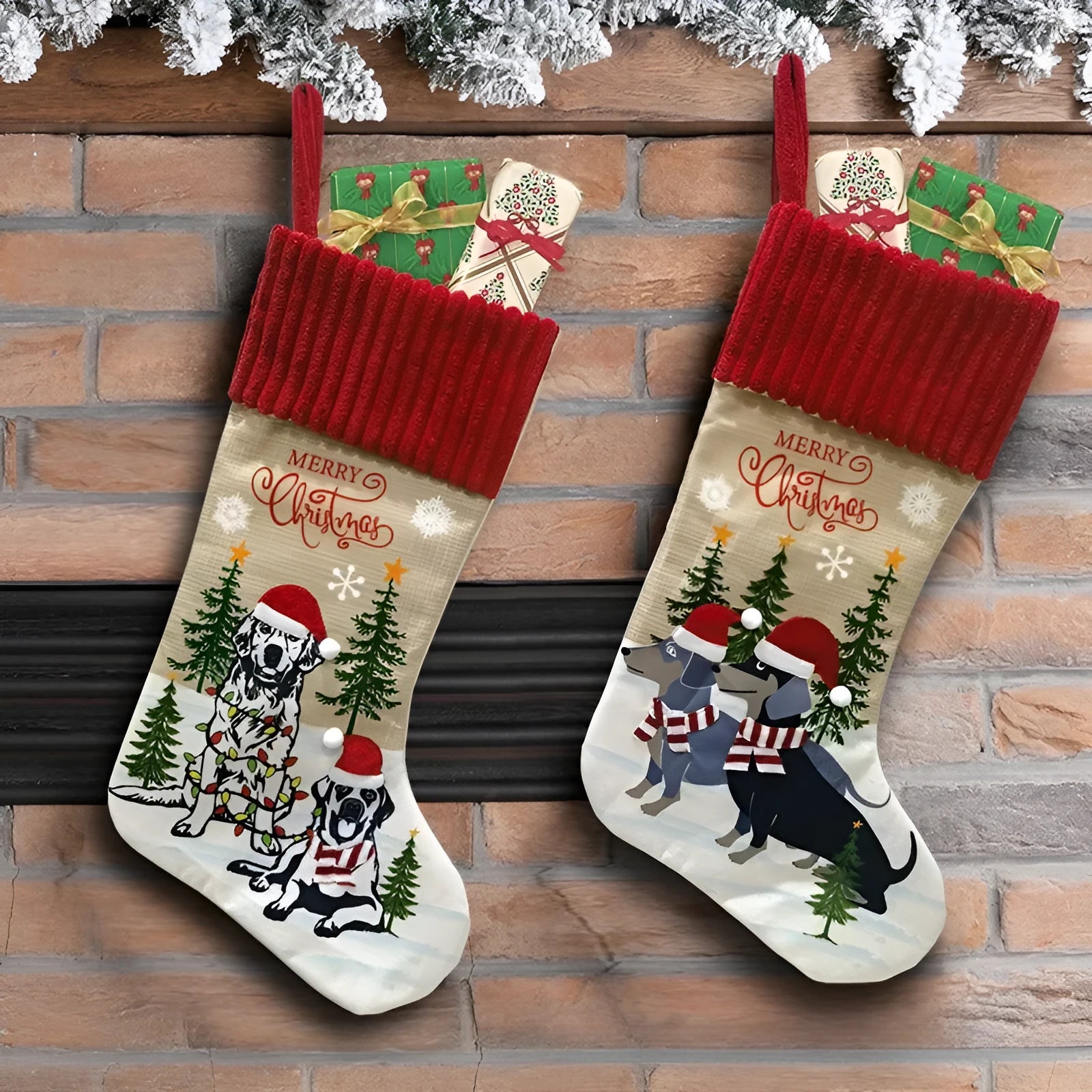 Large cloth Christmas tree pendant ornament in pastoral or American style, measuring 46cm by 28cm.