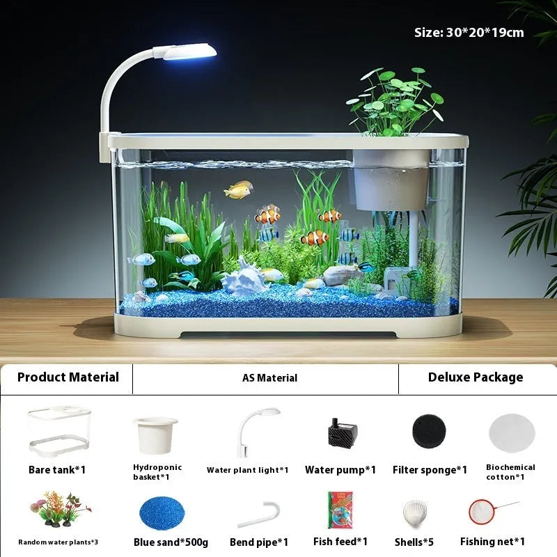 Desktop ecological landscape filter oxygen-making integrated fish tank in luxury white colour