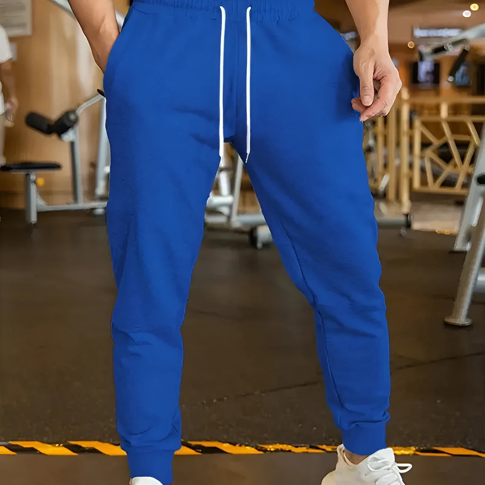 Men's loose-fitting linen-style leisure trousers with elastic drawstring waist in various sizes