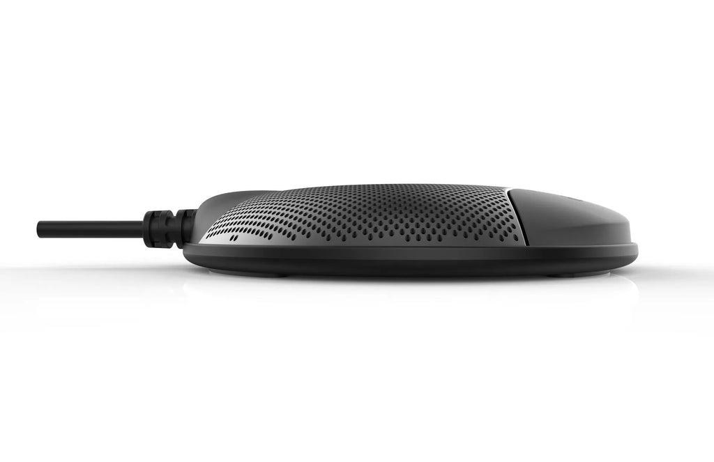 Black USB condenser microphone for conference calls and gaming