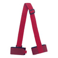 Black skiing bandage with adjustable shoulder strap and hook and loop fastening for equipment transport