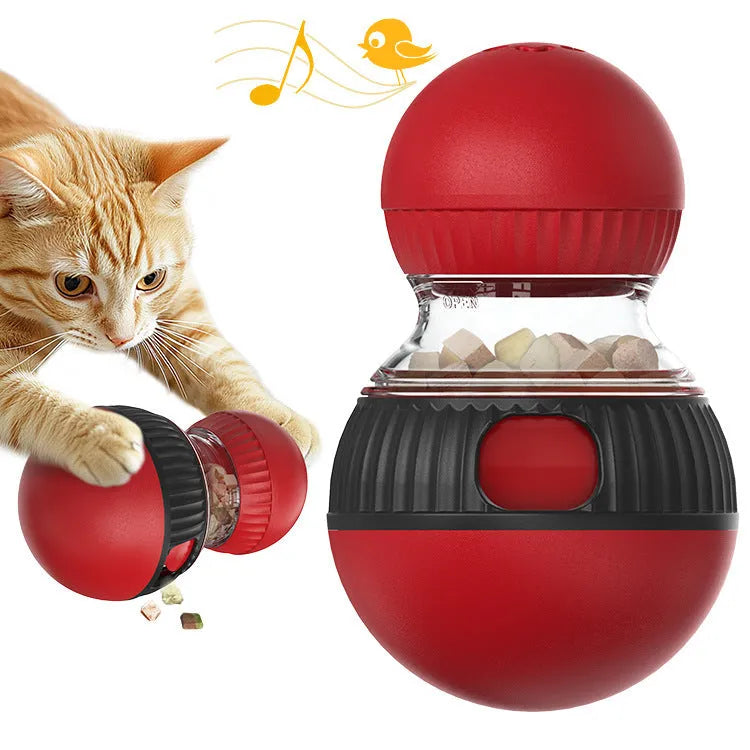 Rotating plastic cat toy with colourful super ball accessory showing 155mm diameter