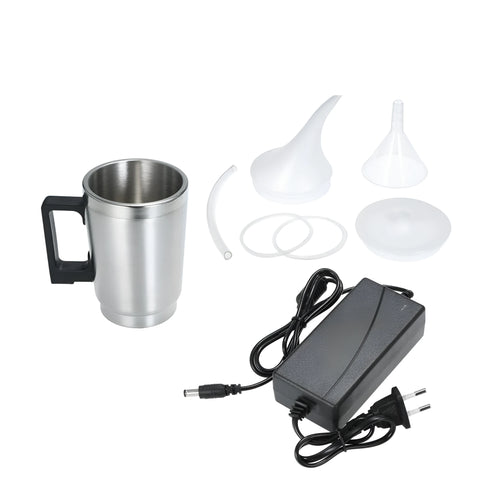 Automobile headlamp renovation kit parts with stainless steel cups, covers, and power adapters for lens polishing