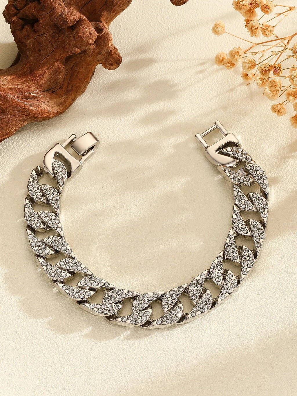 Heavy metal rap Haoshi full diamond bracelet in gold finish