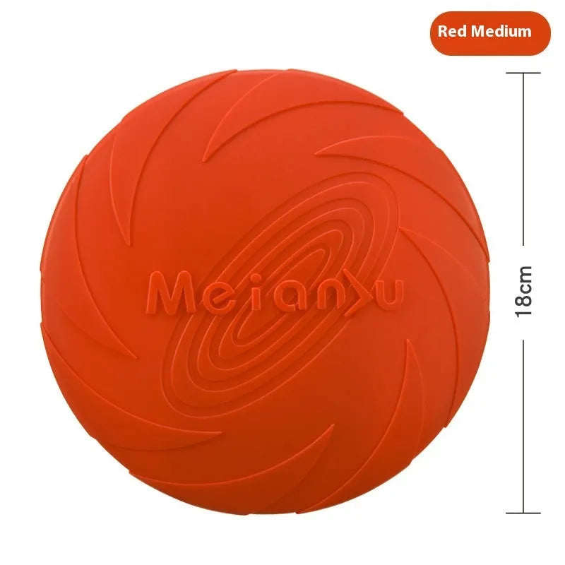 Soft rubber dog flying disc toy in red, blue or green colour for outdoor walking and travel