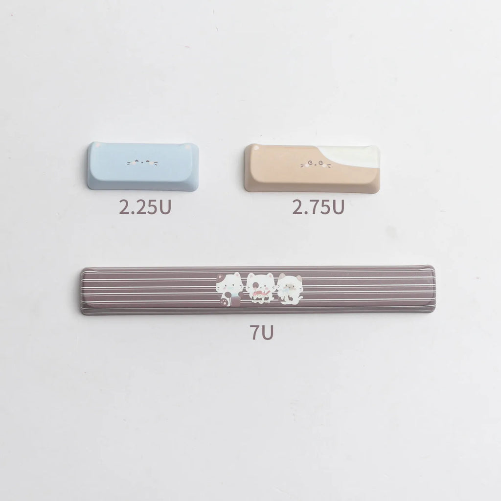 Sea Salt Cat theme PBT keycaps for mechanical keyboards showing sublimation printed artwork
