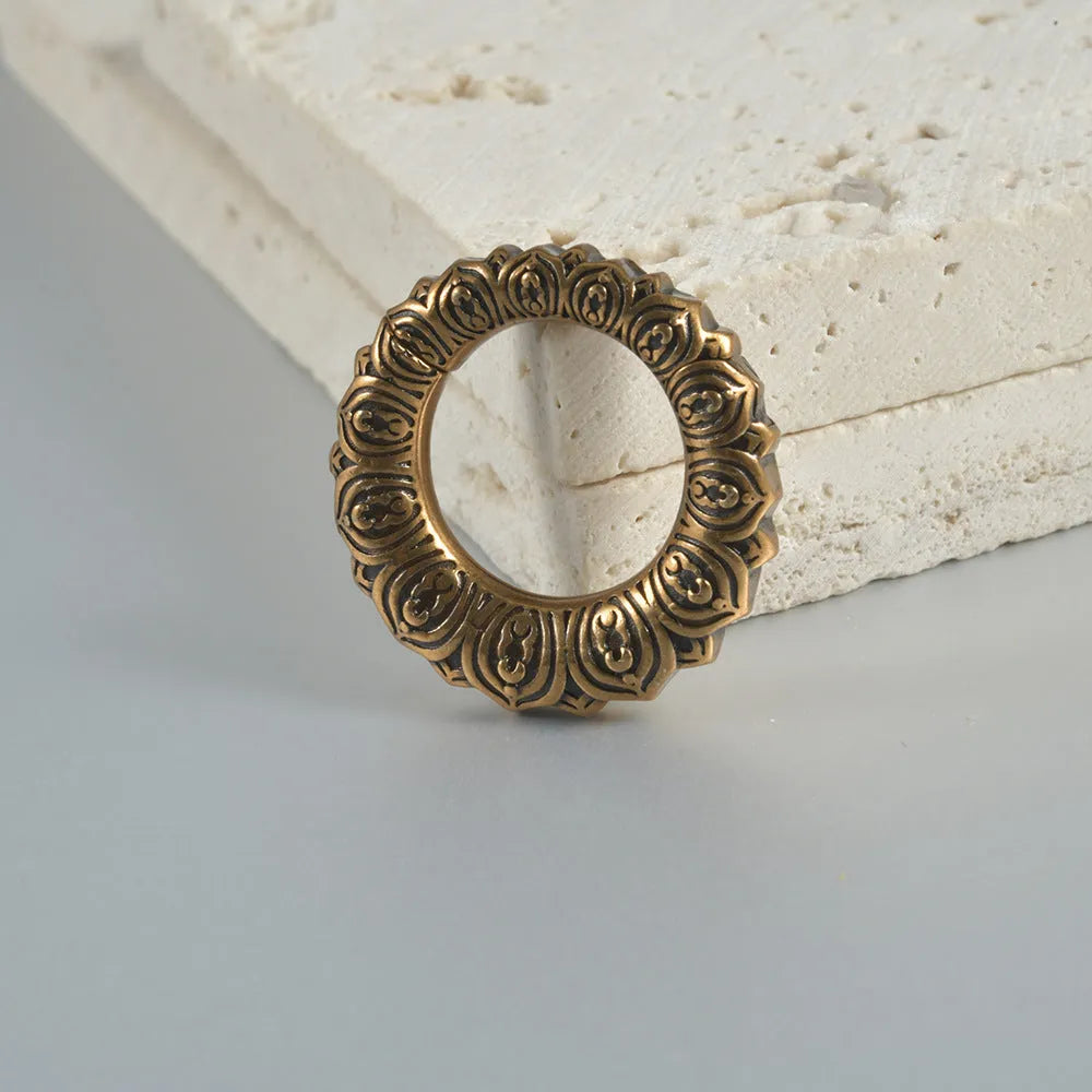 Retro hollow heart and lotus shaped magnetic earrings in antique gold and silver stainless steel