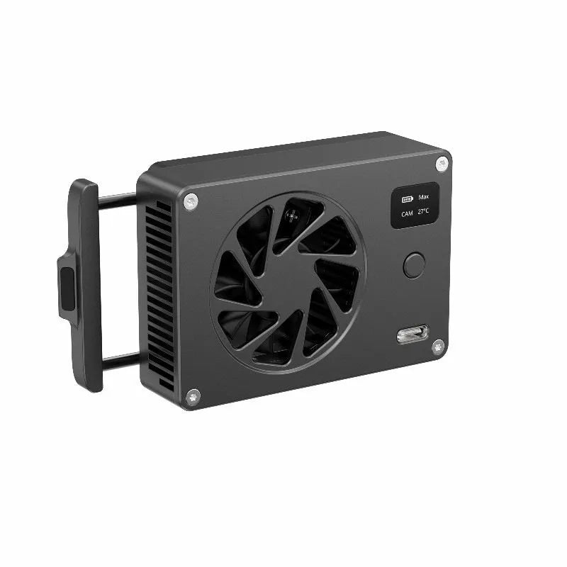 Black aluminium computer cooling radiator measuring 89mm wide with attached power cord