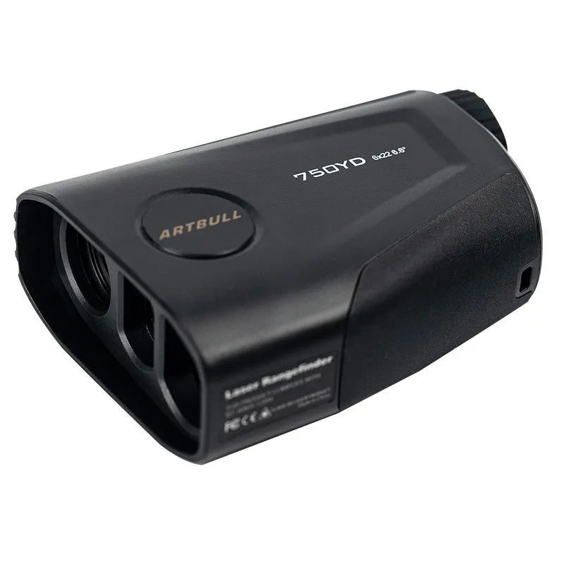 Telescope rechargeable golf laser rangefinder with LCD display showing distance measurement