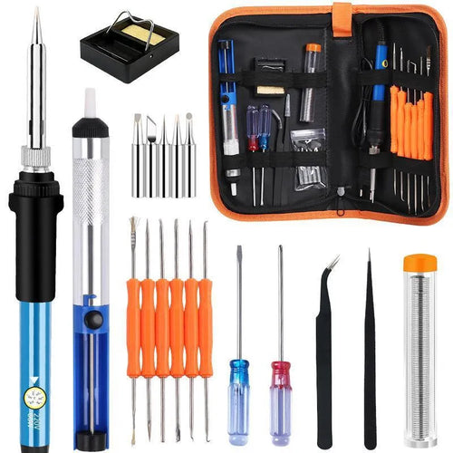 Adjustable temperature soldering iron 60W ceramic core with pointed tip, 110-220V