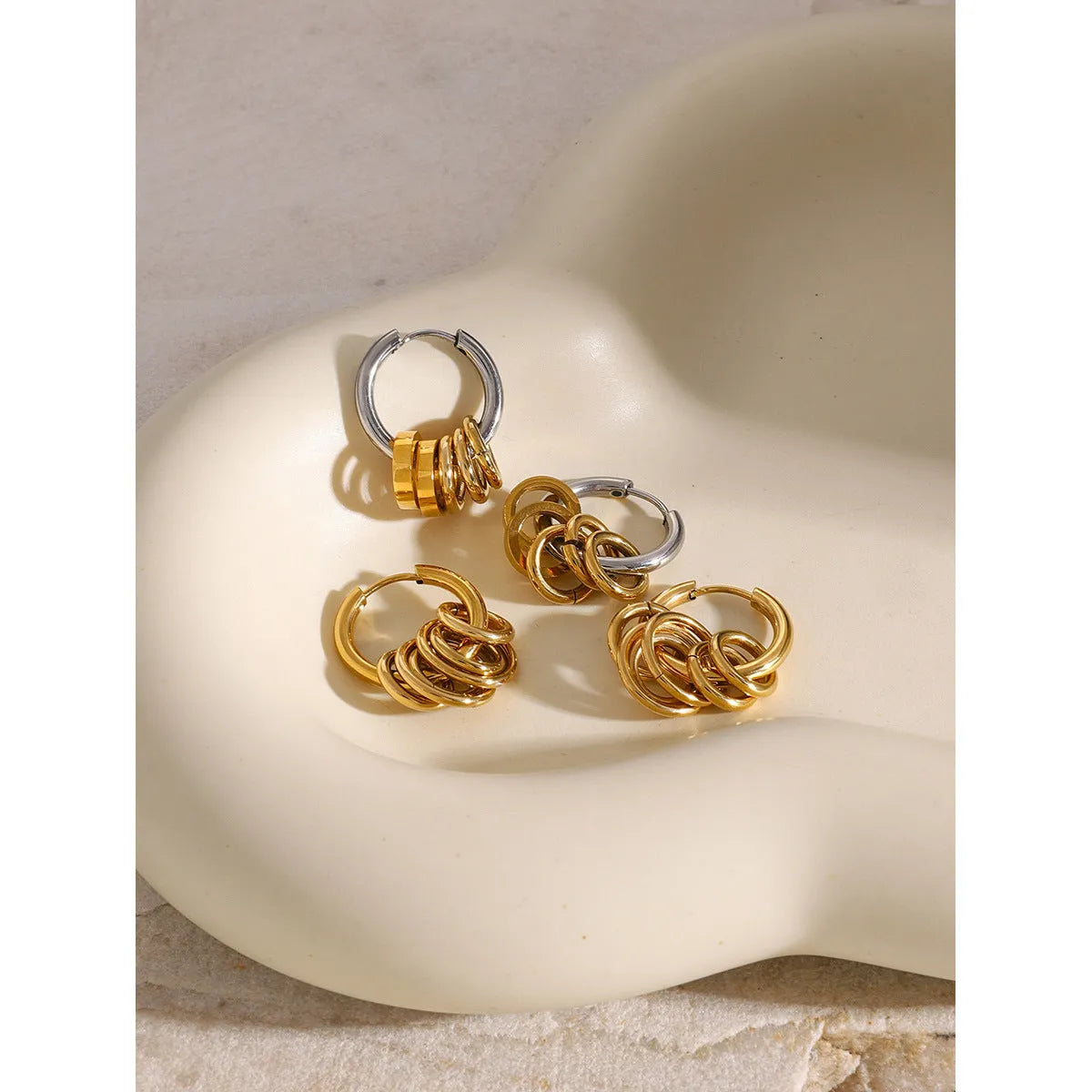 Stainless steel electroplated earrings with colour matching in ins style design for unisex wear