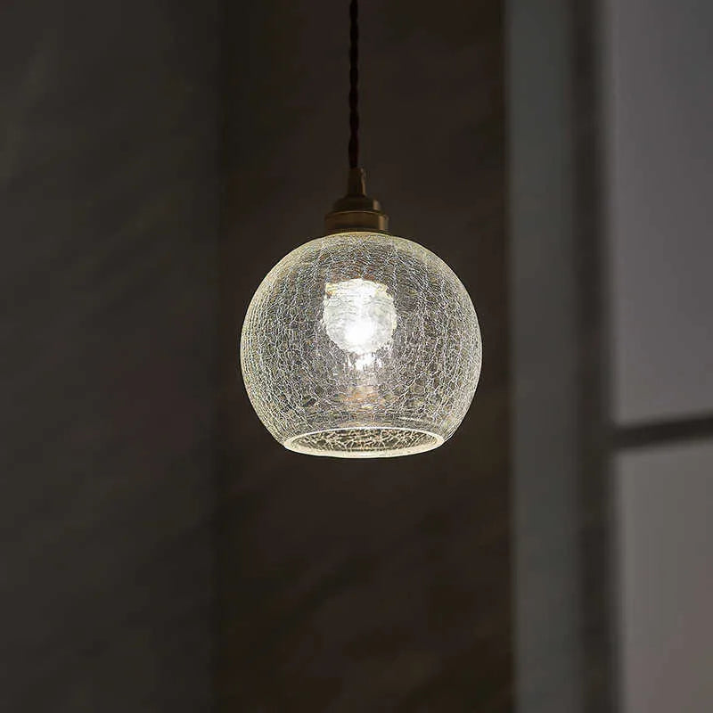Copper and glass ball chandelier ceiling light with retro design